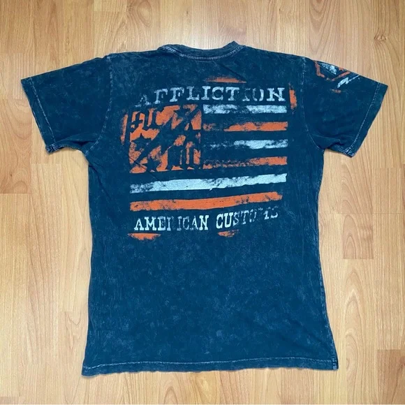 Vintage Affliction Men’s Affliction American Customs Y2K Logo T-Shirt Medium